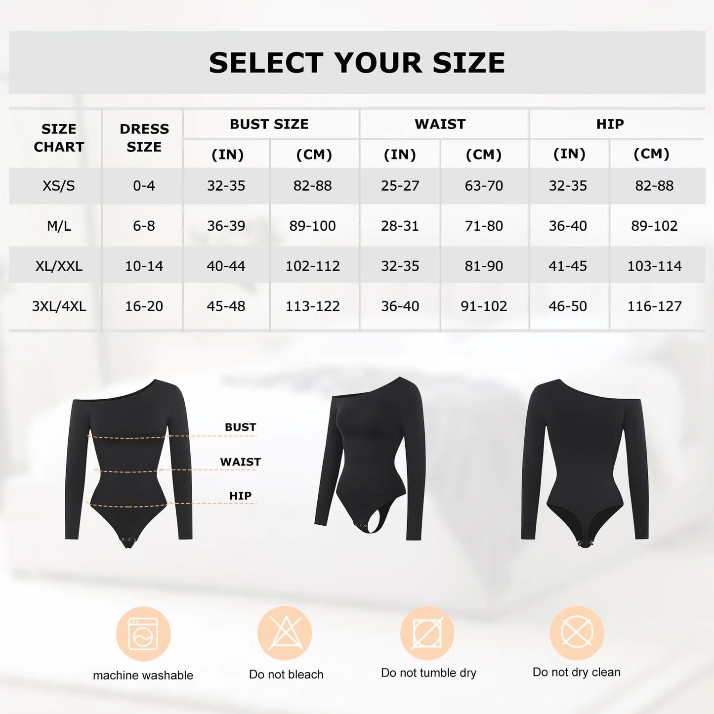 JetSetShape™ Seamless Diagonal Neck Long Sleeve Waist Trimming Thong Bodysuit