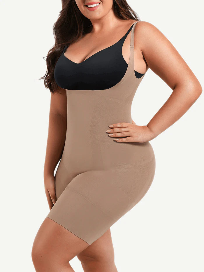 JetSetShape™ Seamless Open-Bust Abdomen Flattening Mid-Thigh Bodysuit