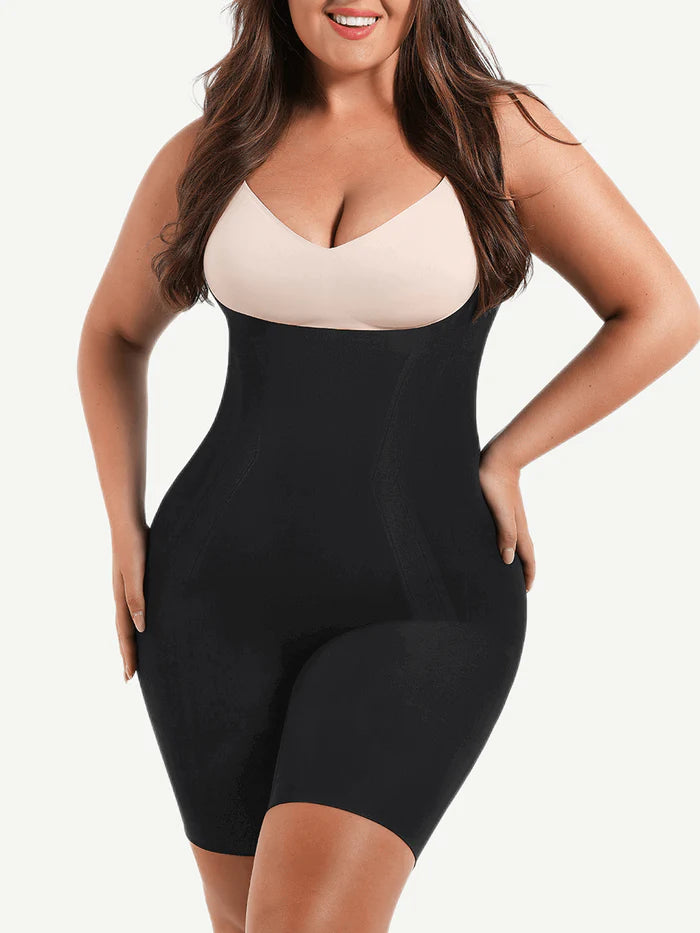 JetSetShape™ Seamless Open-Bust Abdomen Flattening Mid-Thigh Bodysuit