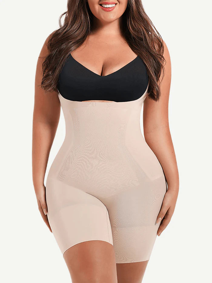 JetSetShape™ Seamless Open-Bust Abdomen Flattening Mid-Thigh Bodysuit